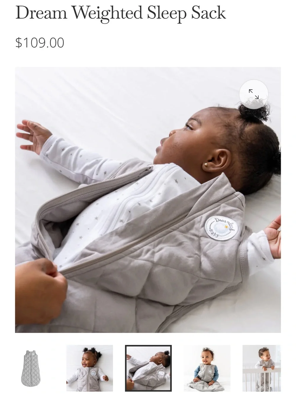 Dreamland Baby Weighted Sleepsack Moon Grey S (0-5 months)